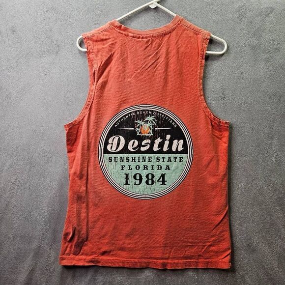 Vtg Alvins Island Collection Tank Top Mens Small Orange Destin Florida Beach Tee - Picture 9 of 10